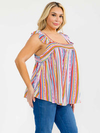 PLUS SIZE SLEEVELESS SQUARE NECK MULTI TUNIC TOP