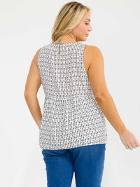 PLUS SIZE SLEEVELESS MULTI EMBROIDERY TANK TOP