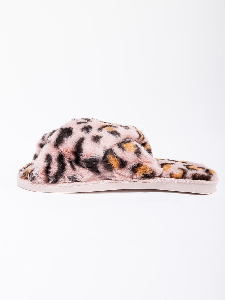 WOMEN'S FLUFFY COZY COMFY OPEN TOE ANIMAL PRINT SLIPPERS