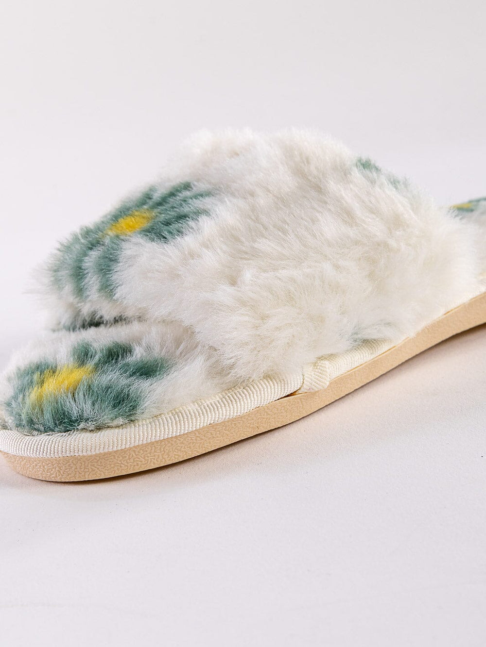 WOMEN'S FLUFFY COZY COMFY OPEN TOE FLORAL SLIPPERS