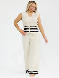 PLUS SIZE SLEEVELESS BLOUSE & ELASTIC WAIST PANTS SHIMMER DETAILED 2PC. SET (Copy)
