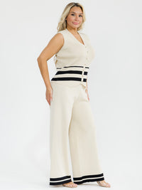 PLUS SIZE SLEEVELESS BLOUSE & ELASTIC WAIST PANTS SHIMMER DETAILED 2PC. SET (Copy)