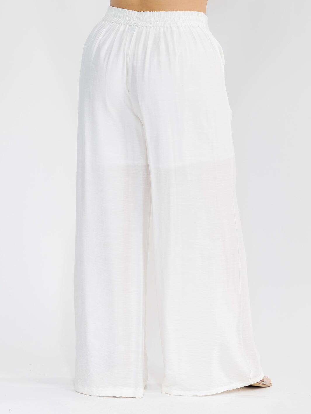 PLUS SIZE ELASTIC WAIST FRONT POCKETS WIDE LEG PALAZZO EMBROIDERY FLORAL PANTS