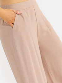 PLUS SIZE ELASTIC WAIST FRONT POCKETS WIDE LEG PALAZZO EMBROIDERY FLORAL PANTS