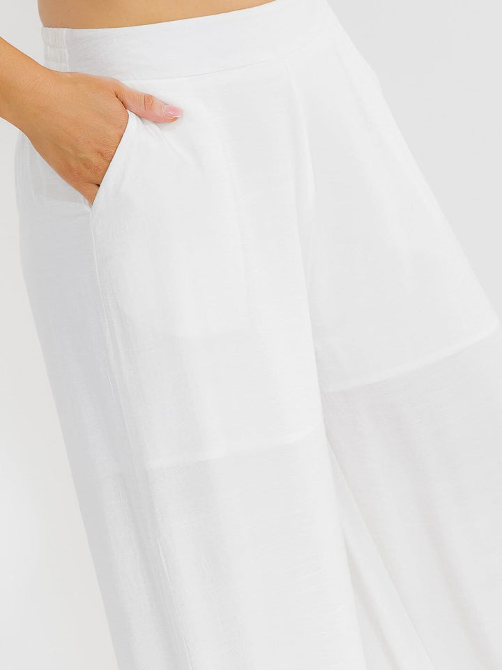 PLUS SIZE ELASTIC WAIST FRONT POCKETS WIDE LEG PALAZZO EMBROIDERY FLORAL PANTS