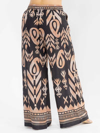 PLUS SIZE ELASTIC WAIST FRONT POCKETS WIDE LEG PALAZZO PRINT PANTS