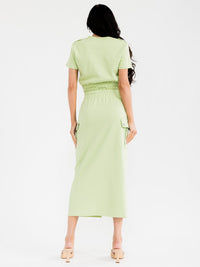 WOMEN'S SHORT SLEEVE TOP & ELASTIC WAIST MAXI SKIRT SOLID 2PC. SET