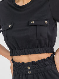 WOMEN'S SHORT SLEEVE TOP & ELASTIC WAIST MAXI SKIRT SOLID 2PC. SET