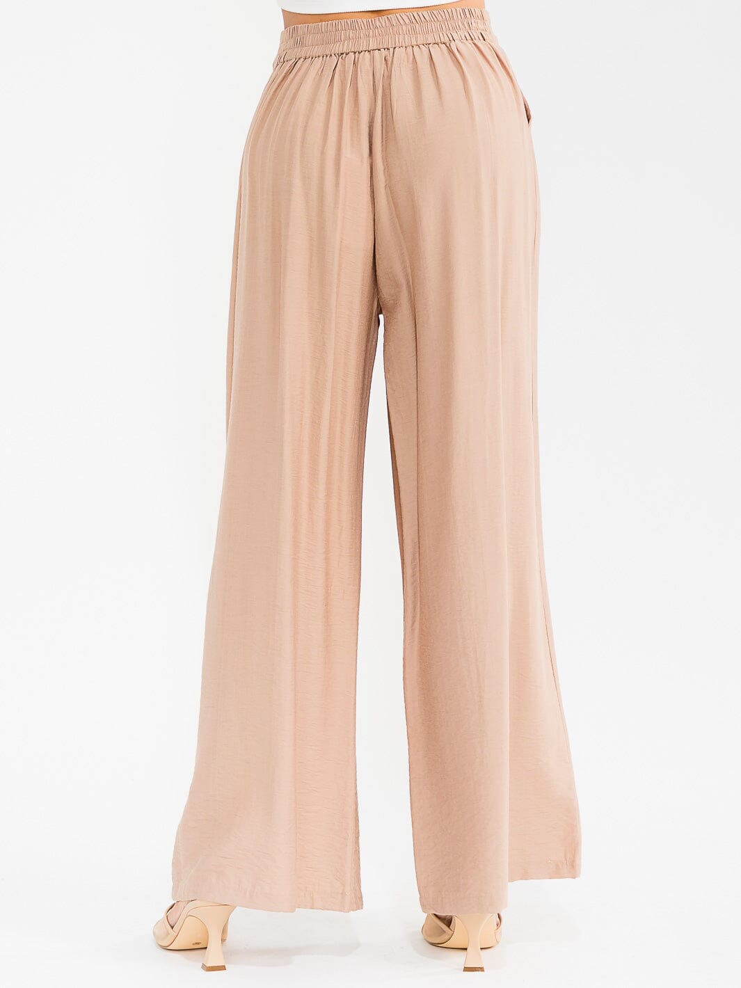 WOMEN'S ELASTIC WAIST FRONT POCKETS WIDE LEG PALAZZO EMBROIDERY FLORAL PANTS