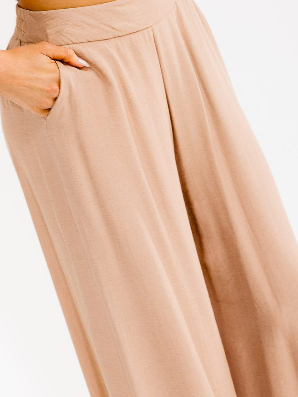 WOMEN'S ELASTIC WAIST FRONT POCKETS WIDE LEG PALAZZO EMBROIDERY FLORAL PANTS