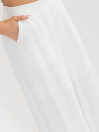 WOMEN'S ELASTIC WAIST FRONT POCKETS WIDE LEG PALAZZO EMBROIDERY FLORAL PANTS