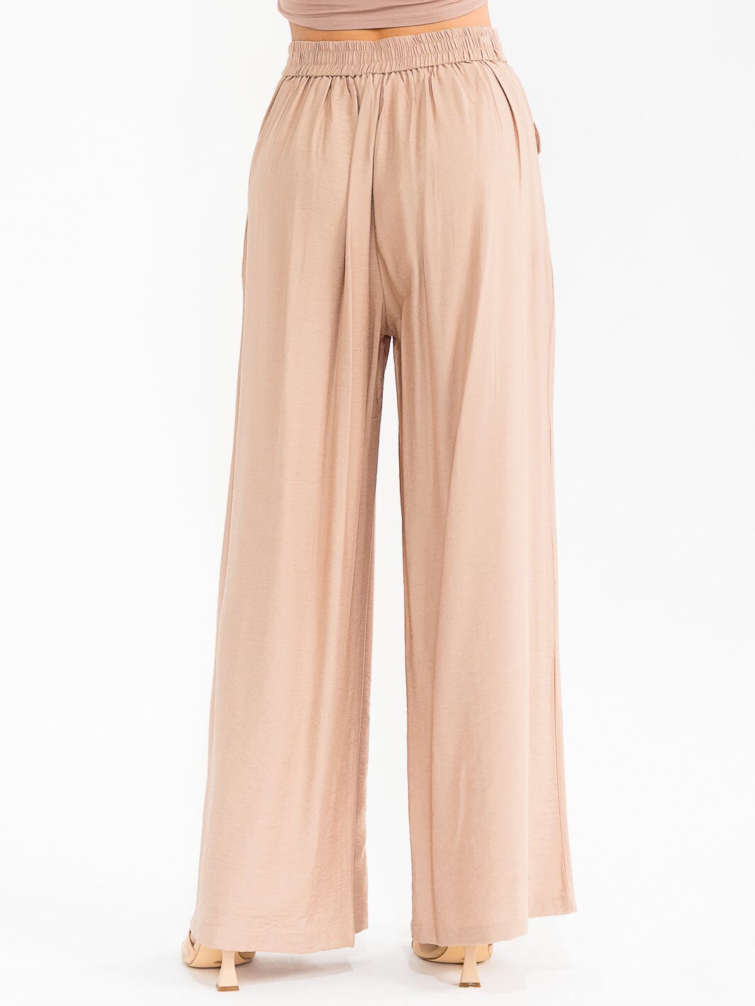 WOMEN'S ELASTIC WAIST FRONT POCKETS WIDE LEG PALAZZO EMBROIDERY FLORAL PANTS