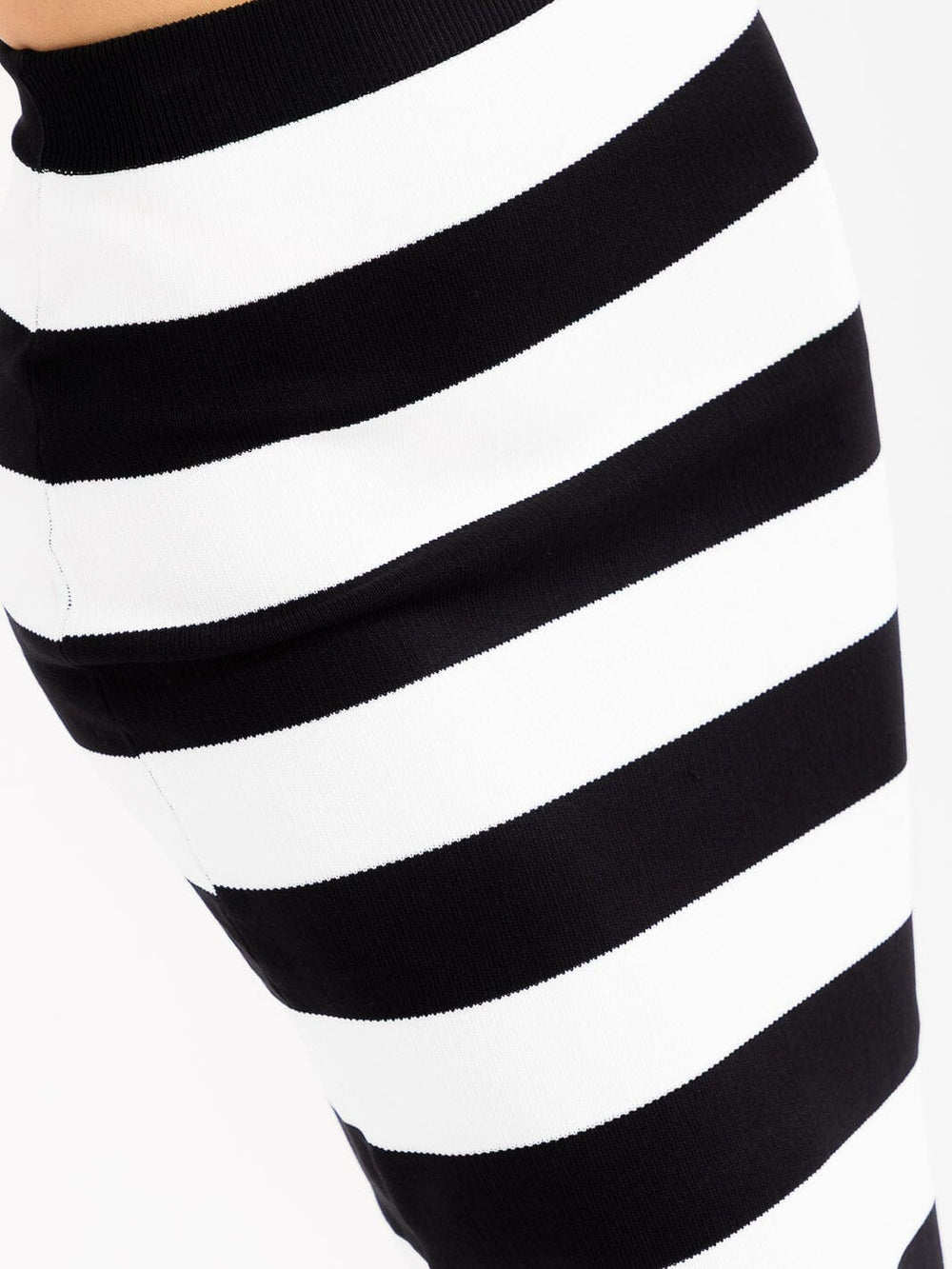 WOMEN'S ELASTIC WAIST STRIPES COLORBLOCK RIBBED PENCIL MINI SKIRT