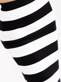 WOMEN'S ELASTIC WAIST STRIPES COLORBLOCK RIBBED PENCIL MINI SKIRT
