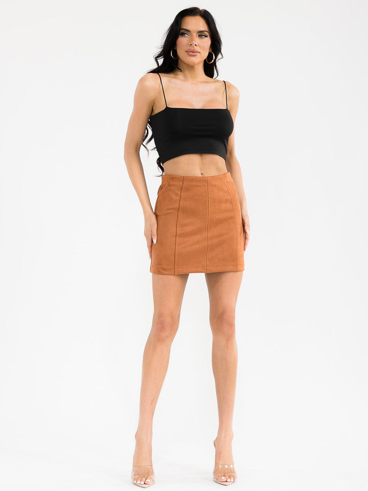 WOMEN'S ZIPPER CLOSURE VELVET MINI SKIRT