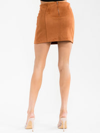 WOMEN'S ZIPPER CLOSURE VELVET MINI SKIRT