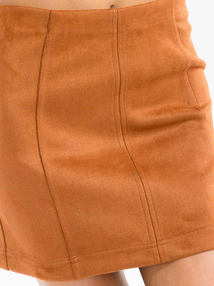 WOMEN'S ZIPPER CLOSURE VELVET MINI SKIRT