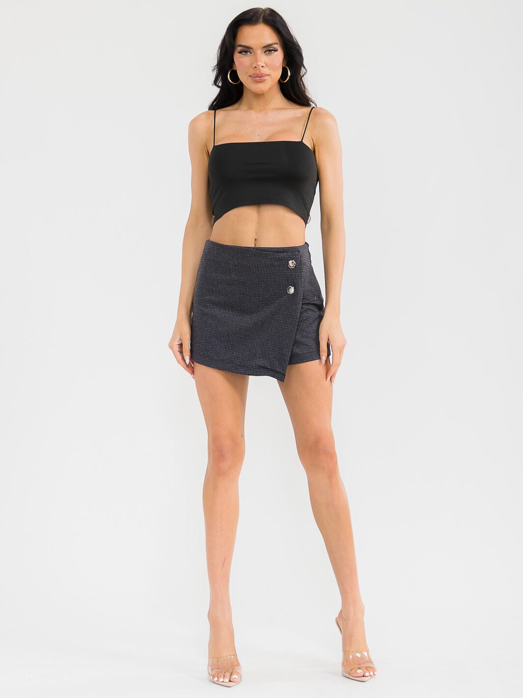 WOMEN'S ZIPPER CLOSURE PLAID MINI SKORT