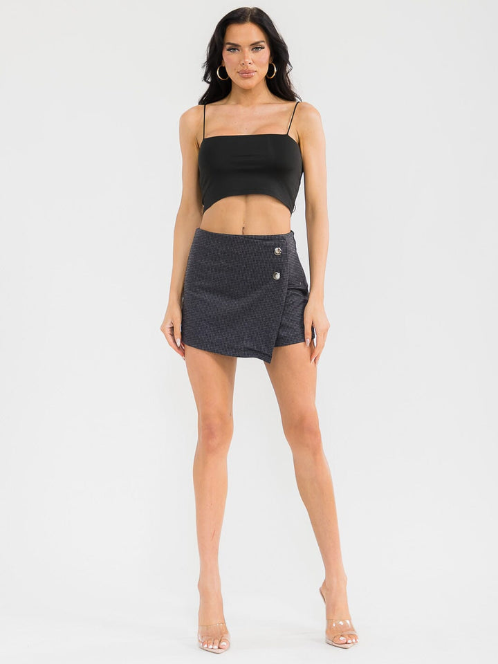 WOMEN'S ZIPPER CLOSURE PLAID MINI SKORT