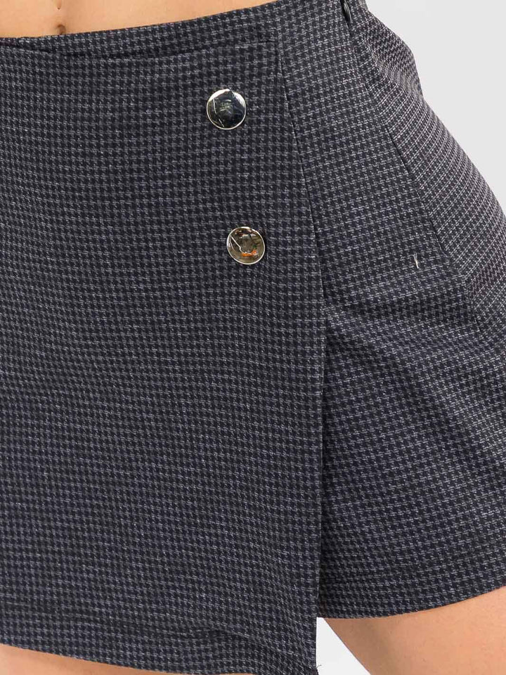 WOMEN'S ZIPPER CLOSURE PLAID MINI SKORT