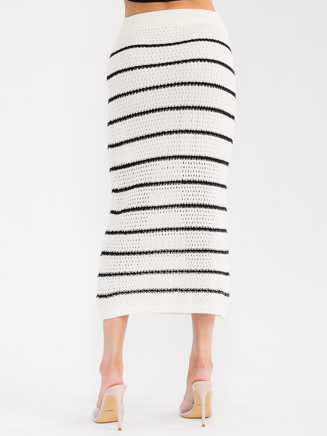 WOMEN'S ELASTIC WAIST COLORBLOCK KNIT MAXI SKIRT