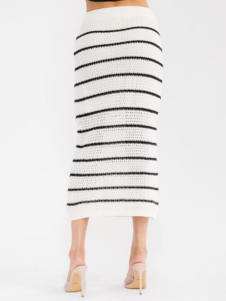 WOMEN'S ELASTIC WAIST COLORBLOCK KNIT MAXI SKIRT