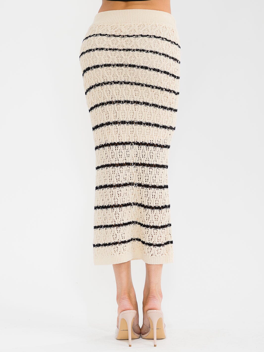 WOMEN'S ELASTIC WAIST COLORBLOCK KNIT MAXI SKIRT