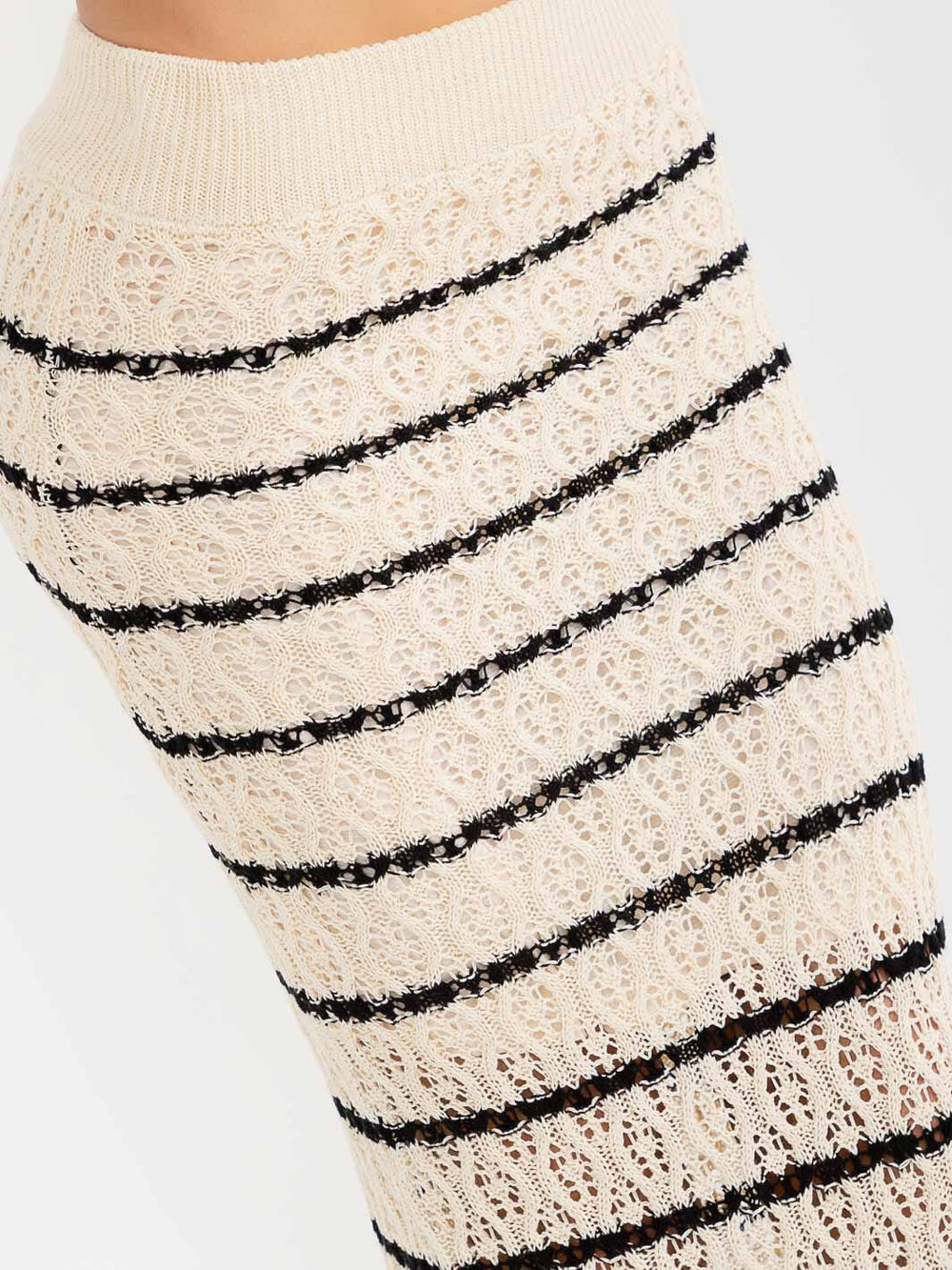 WOMEN'S ELASTIC WAIST COLORBLOCK KNIT MAXI SKIRT