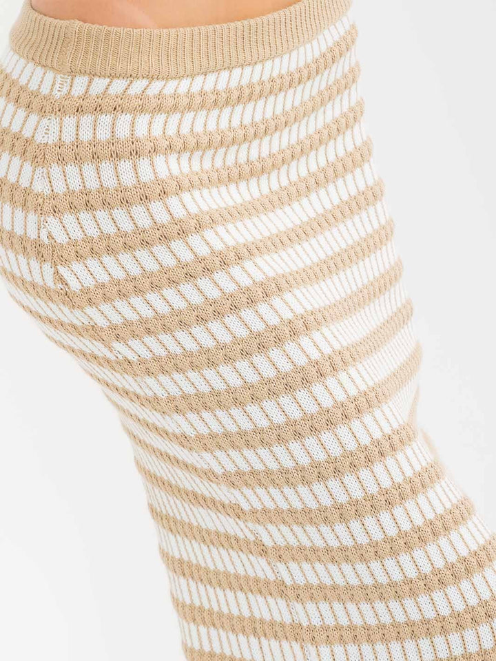 WOMEN'S ELASTIC WAIST SELF TIE KNIT COLORBLOCK MAXI SKIRT