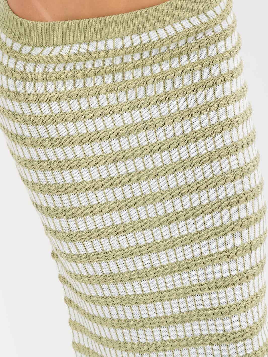 WOMEN'S ELASTIC WAIST SELF TIE KNIT COLORBLOCK MAXI SKIRT