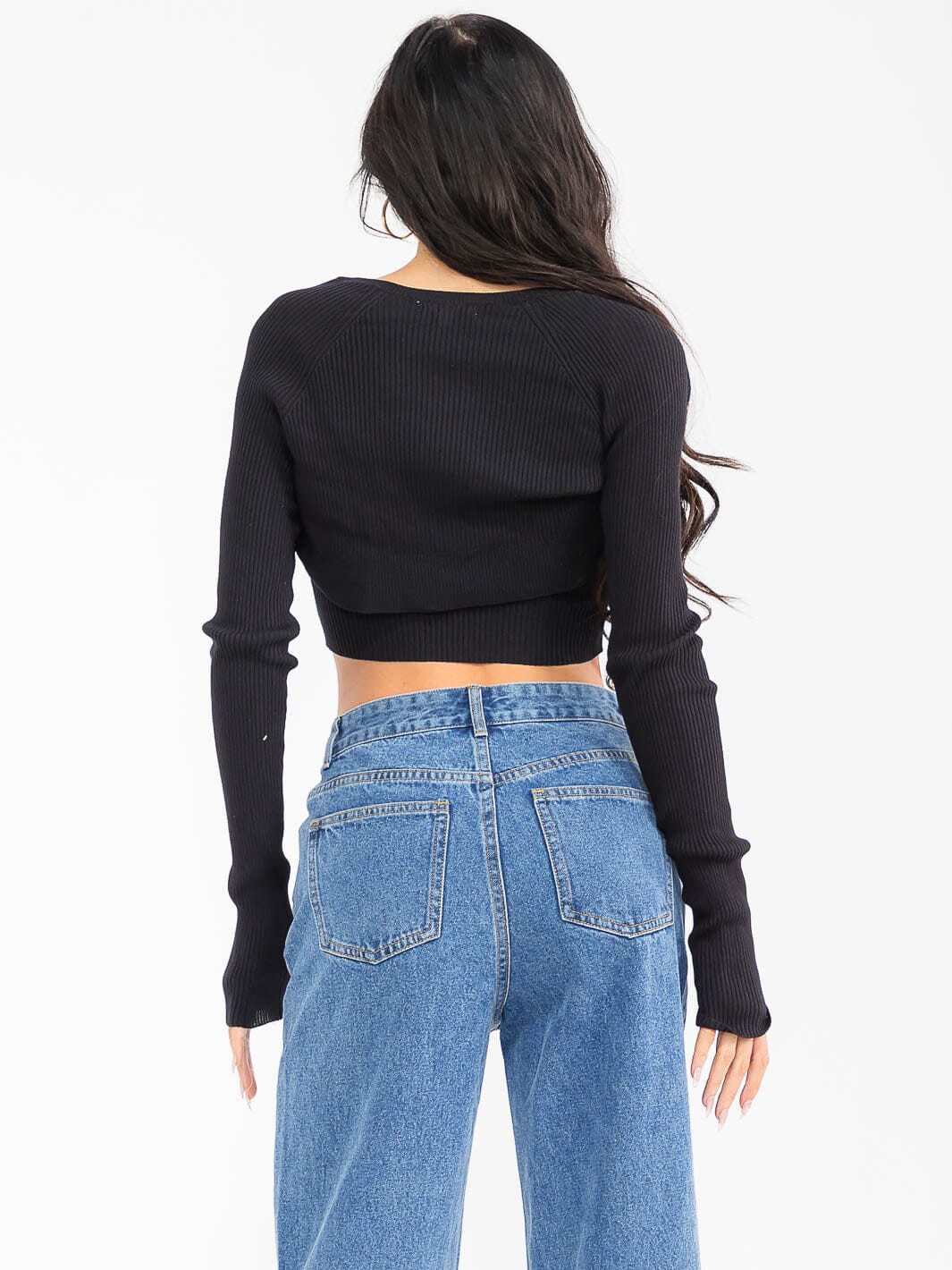 WOMEN'S LONG SLEEVE CARDIGAN & TANK TOP RIBBED 2PCS SET TOP