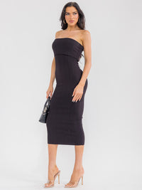WOMEN'S SLEEVELESS TUBE RIBBED BODYCON MIDI DRESS