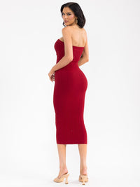 WOMEN'S SLEEVELESS TUBE RIBBED BODYCON MIDI DRESS
