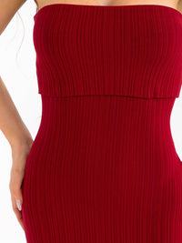 WOMEN'S SLEEVELESS TUBE RIBBED BODYCON MIDI DRESS