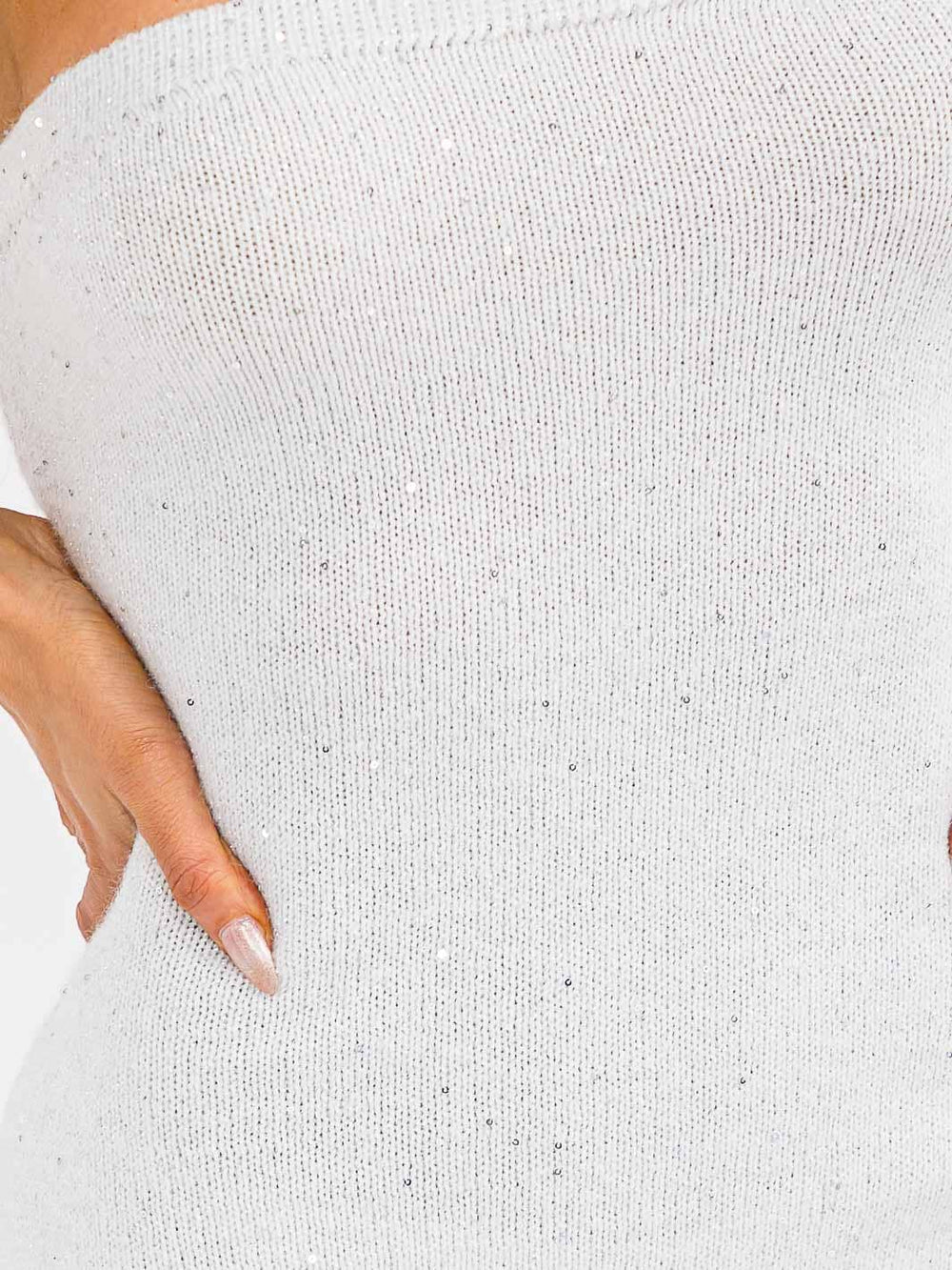 WOMEN'S SLEEVELESS TUBE KNIT SEQUINS BODYCON MIDI DRESS