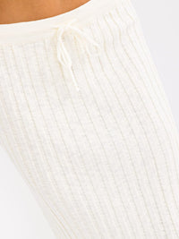WOMEN'S ELASTIC WAIST SELF TIE RIBBED MAXI SKIRT