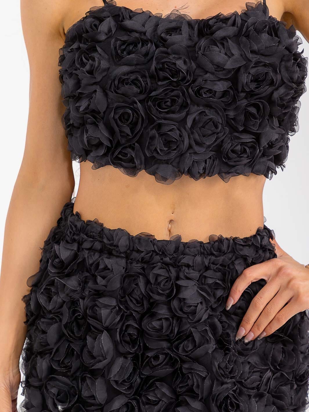 WOMEN'S SLEEVELESS CROP TOP & ELASTIC WAIST MINI SKIRT FLORAL 2PC. SET