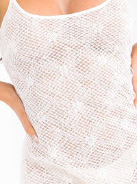 WOMEN'S SLEEVELESS MESH FLORAL BODYCON MINI DRESS