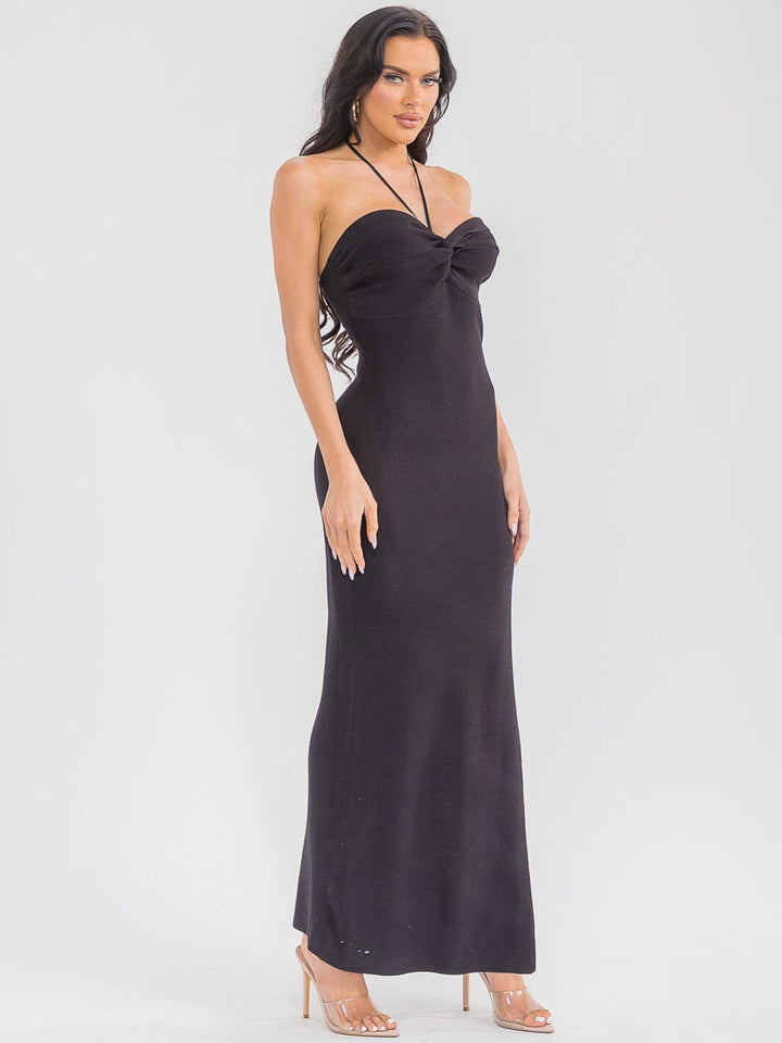 WOMEN'S SLEEVELESS SIDE SLIT BODYCON MAXI DRESS