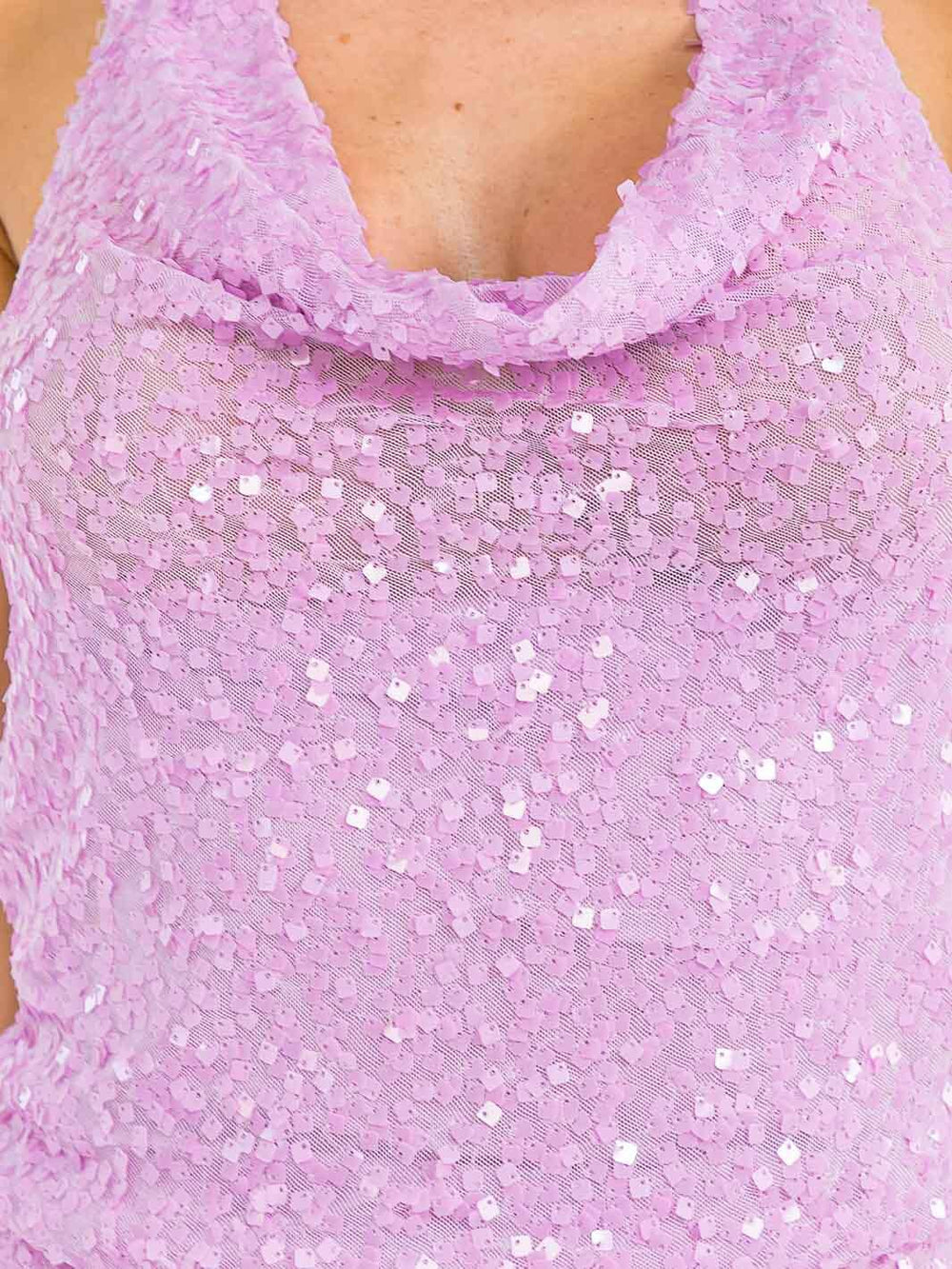 WOMEN'S SLEEVELESS HALTER NECK TOP & ELASTIC WAIST PANTS SEQUINS 2PC. SET