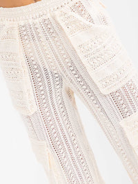 WOMEN'S ELASTIC WAIST CARGO POCKETS CROCHET JOGGER LEG PANTS