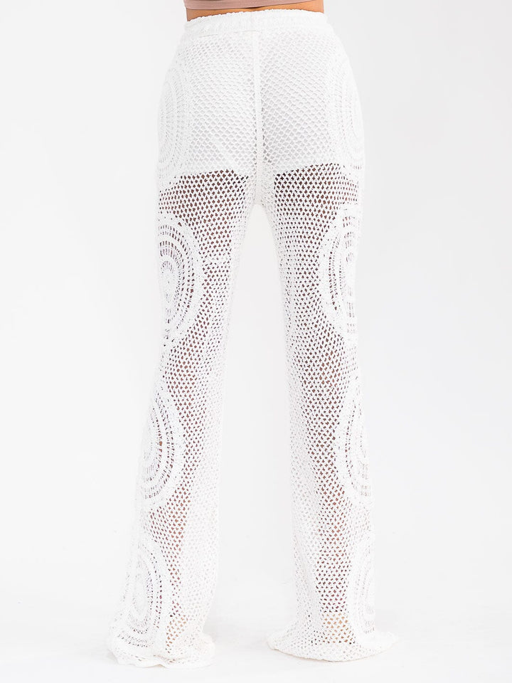WOMEN'S ELASTIC WAIST CROCHET BELL LEG PANTS