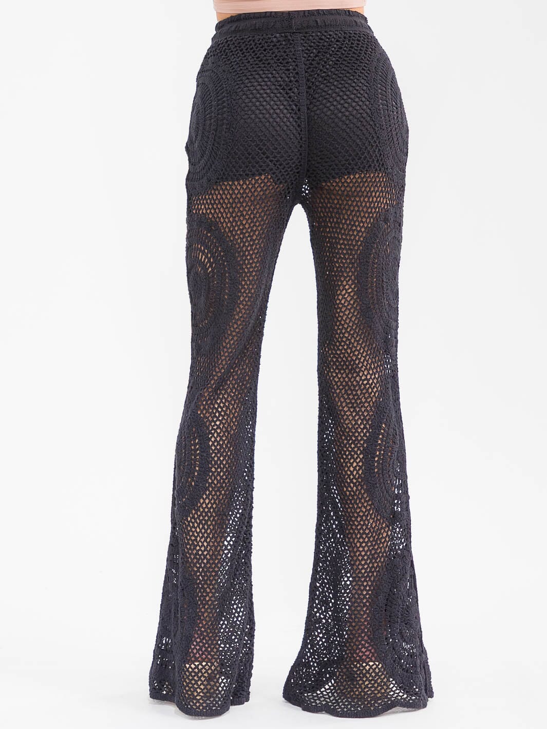 WOMEN'S ELASTIC WAIST CROCHET BELL LEG PANTS