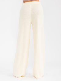 WOMEN'S ELASTIC WAIST RHINESTONES KNIT WIDE LEG PANTS