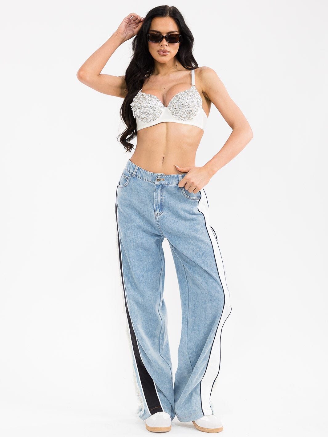 WOMEN'S SLEEVELESS PEARL SEQUINS BRALETTE