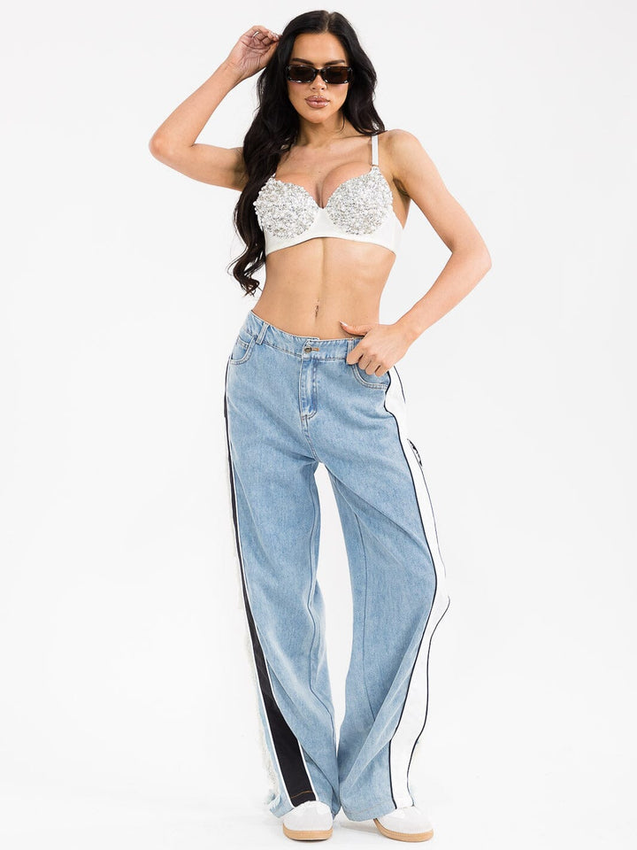 WOMEN'S SLEEVELESS PEARL SEQUINS BRALETTE
