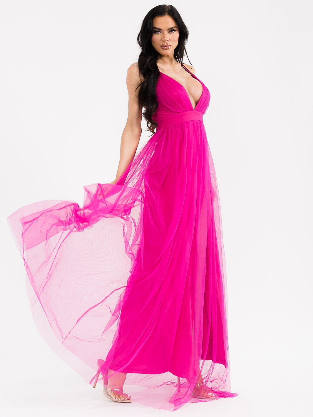 WOMEN'S SLEEVELESS V-NECK OPEN BACK FRONT SLIT MAXI DRESS