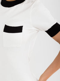 WOMEN'S SHORT SLEEVE MOCK NECK FRONT POCKET COLORBLOCK BODYCON MINI DRESS