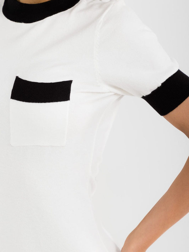 WOMEN'S SHORT SLEEVE MOCK NECK FRONT POCKET COLORBLOCK BODYCON MINI DRESS