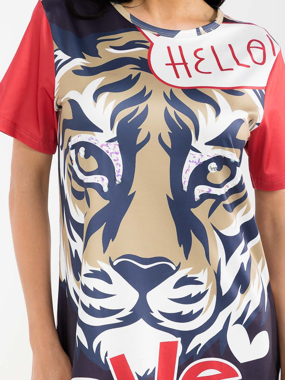 WOMEN'S SHORT SLEEVE GRAPHIC TUNIC MULTI PRINT MINI DRESS